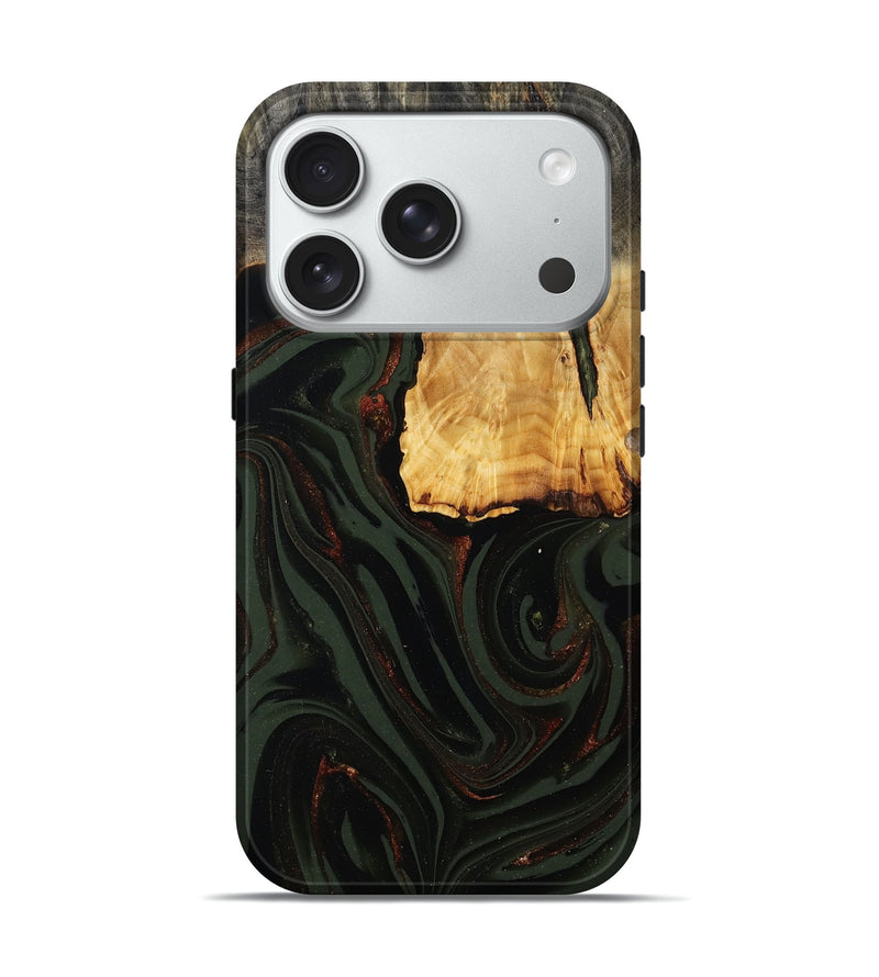 iPhone 18 Pro Wood Live Edge Phone Case - Axton (Green, 808565)