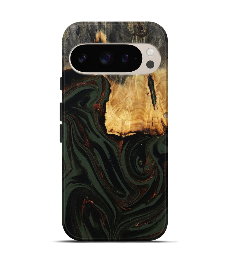 Pixel 9 Pro Wood Live Edge Phone Case - Axton (Green, 808565)