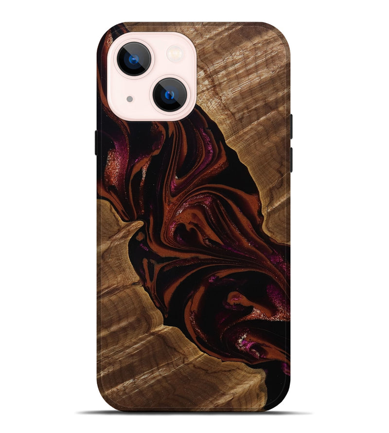 iPhone 14 Plus Wood Live Edge Phone Case - Jett (Red, 808566)
