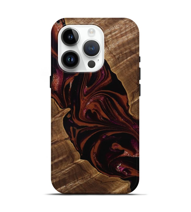 iPhone 15 Pro Wood Live Edge Phone Case - Jett (Red, 808566)