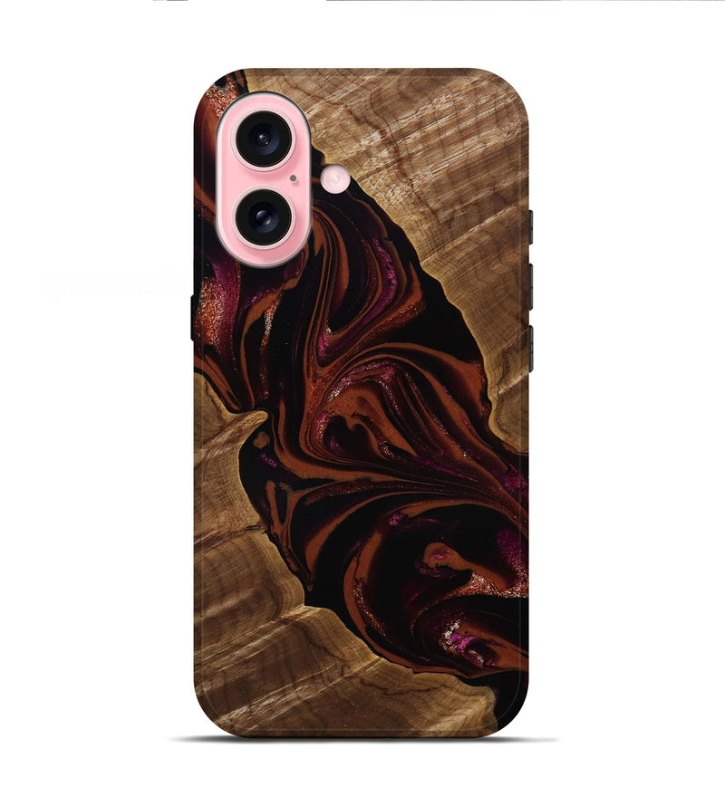 iPhone 16 Wood Live Edge Phone Case - Jett (Red, 808566)