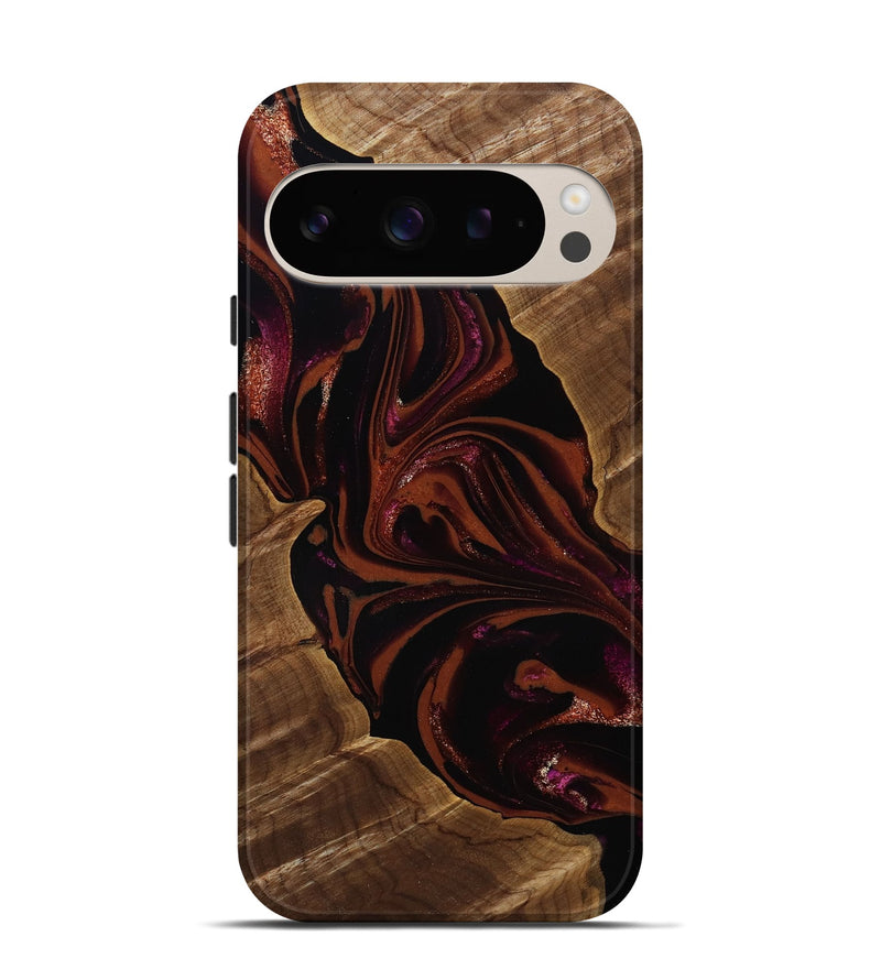 Pixel 9 Pro Wood Live Edge Phone Case - Jett (Red, 808566)