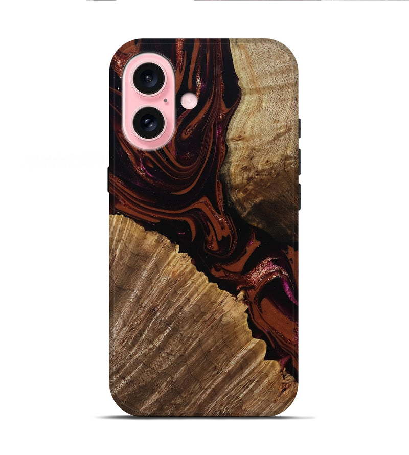 iPhone 16 Wood Live Edge Phone Case - Lue (Red, 808567)
