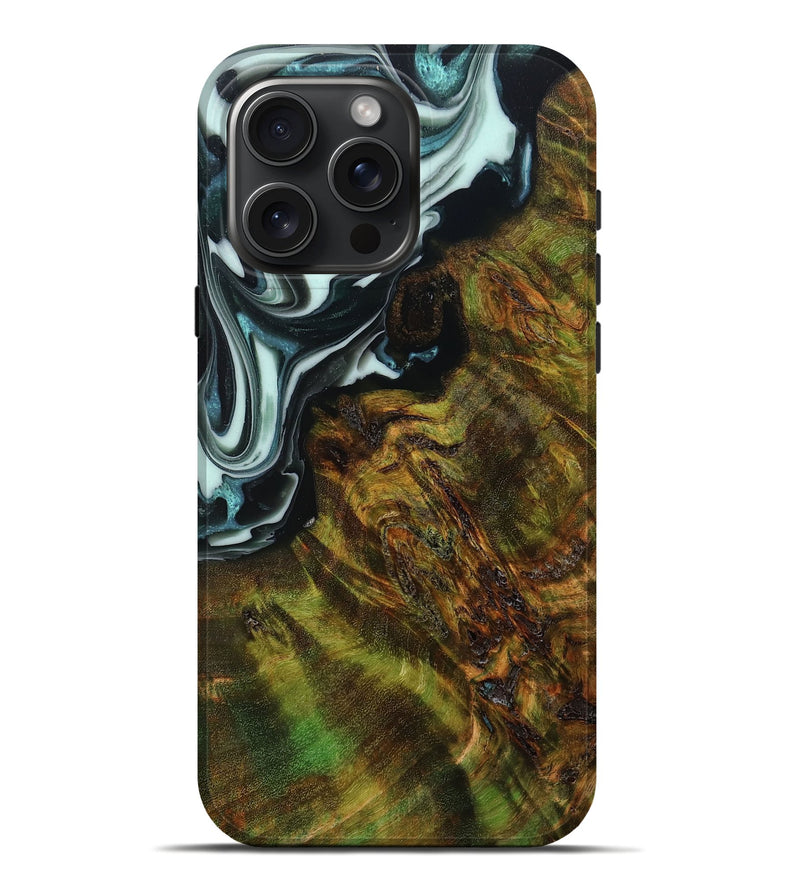 iPhone 16 Pro Max Wood Live Edge Phone Case - Dillion (Green, 808568)