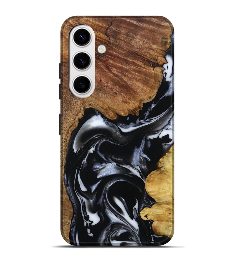 Galaxy S25 Plus Wood Live Edge Phone Case - Gail (Black & White, 808572)