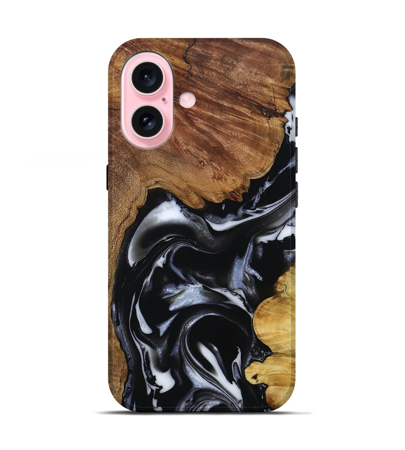 iPhone 17 Wood Live Edge Phone Case - Gail (Black & White, 808572)