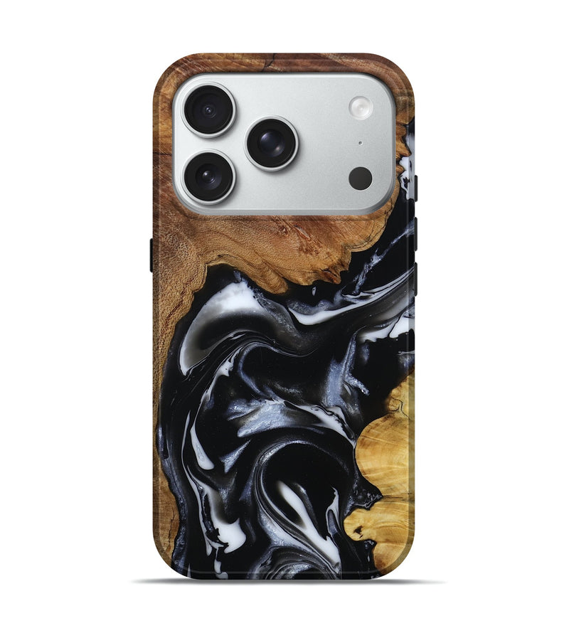 iPhone 18 Pro Wood Live Edge Phone Case - Gail (Black & White, 808572)