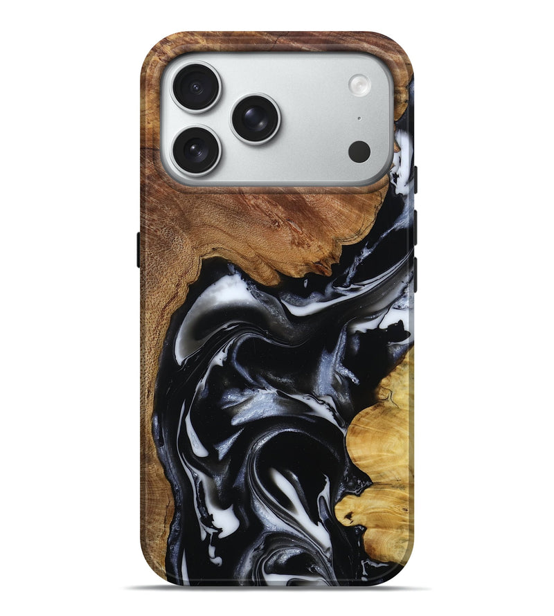 iPhone 18 Pro Max Wood Live Edge Phone Case - Gail (Black & White, 808572)