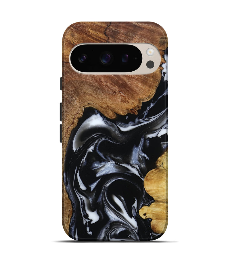 Pixel 9 Pro Wood Live Edge Phone Case - Gail (Black & White, 808572)