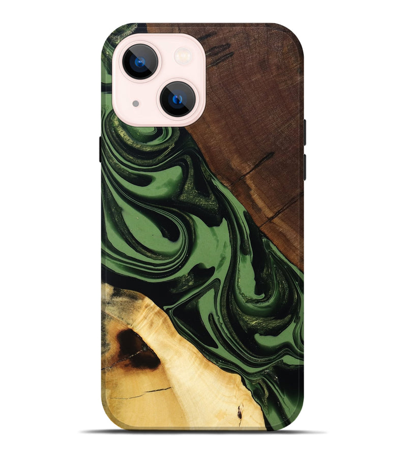 iPhone 14 Plus Wood Live Edge Phone Case - Junius (Green, 808573)
