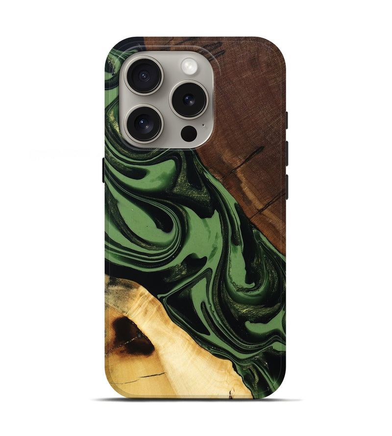 iPhone 16 Pro Wood Live Edge Phone Case - Junius (Green, 808573)