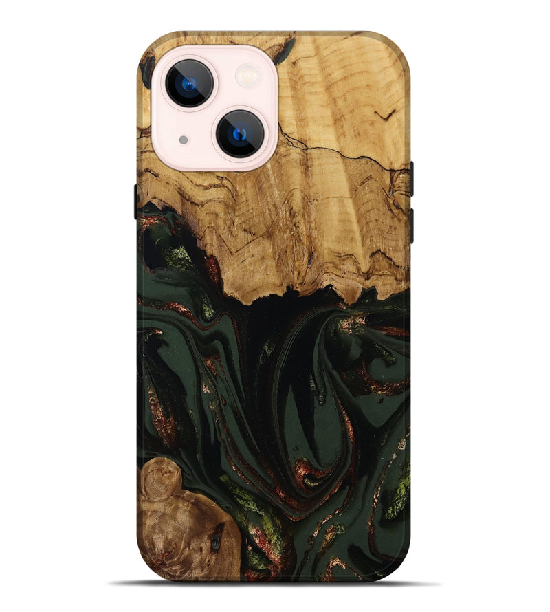 iPhone 14 Plus Wood Live Edge Phone Case - Capri (Green, 808574)