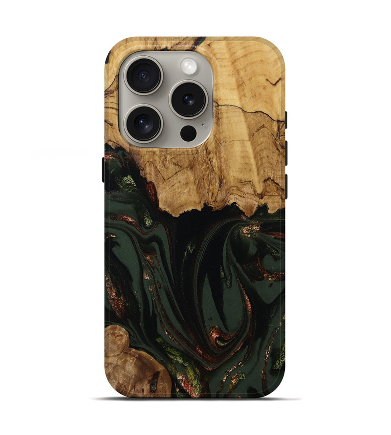iPhone 16 Pro Wood Live Edge Phone Case - Capri (Green, 808574)