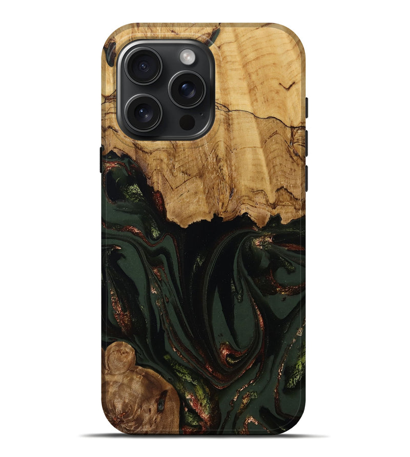 iPhone 16 Pro Max Wood Live Edge Phone Case - Capri (Green, 808574)