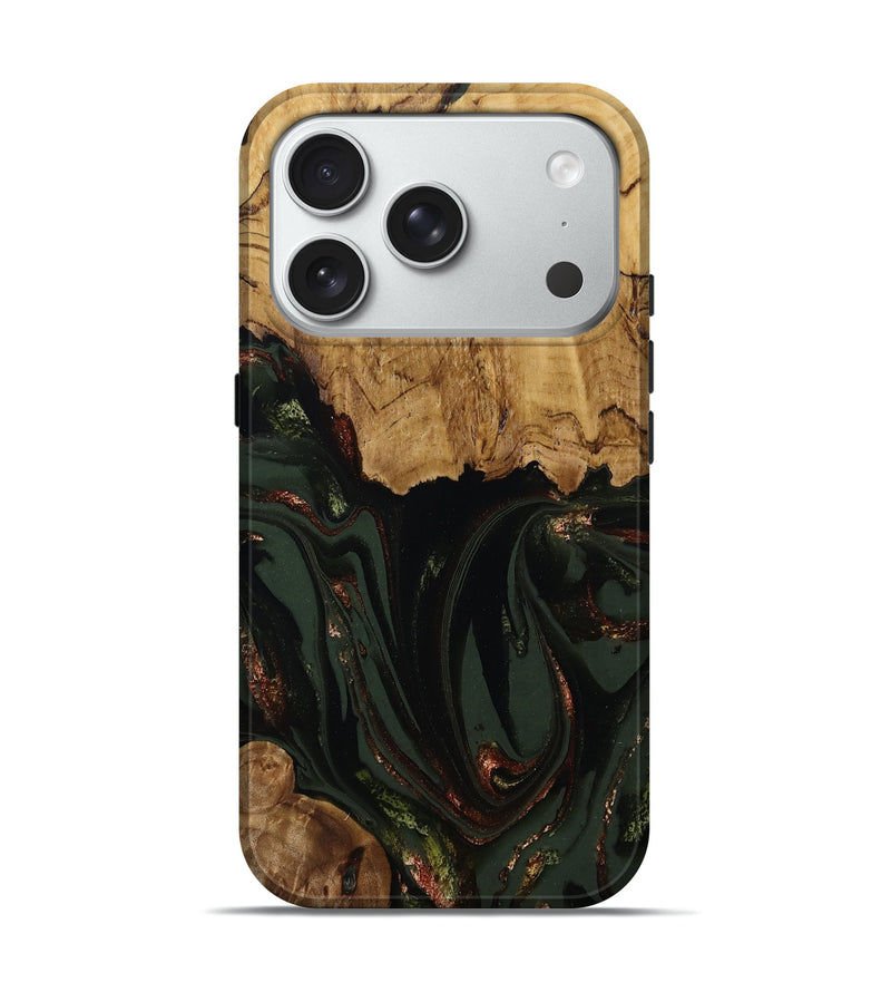 iPhone 18 Pro Wood Live Edge Phone Case - Capri (Green, 808574)