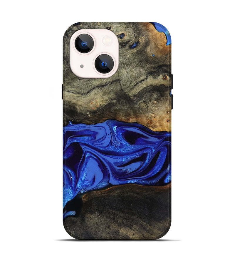 iPhone 14 Wood Live Edge Phone Case - Braden (Blue, 808580)