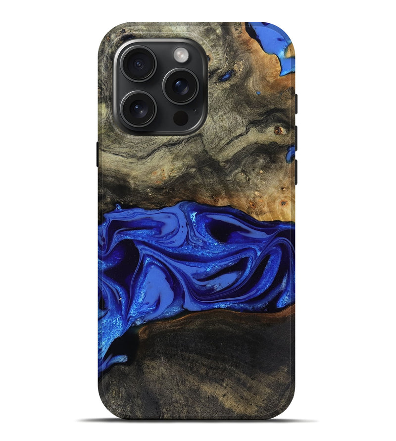iPhone 16 Pro Max Wood Live Edge Phone Case - Braden (Blue, 808580)