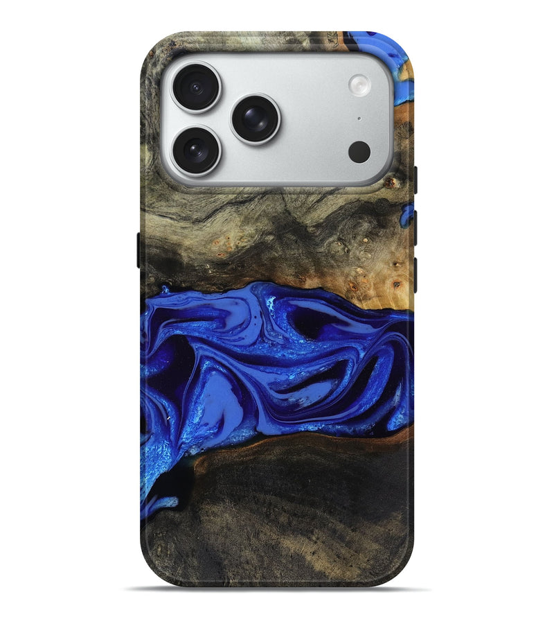 iPhone 18 Pro Max Wood Live Edge Phone Case - Braden (Blue, 808580)