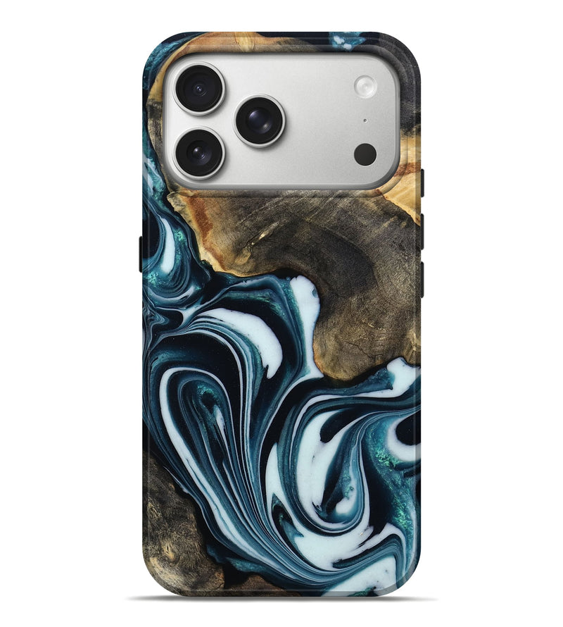 iPhone 17 Pro Max Wood Live Edge Phone Case - Damon (Blue, 808583)