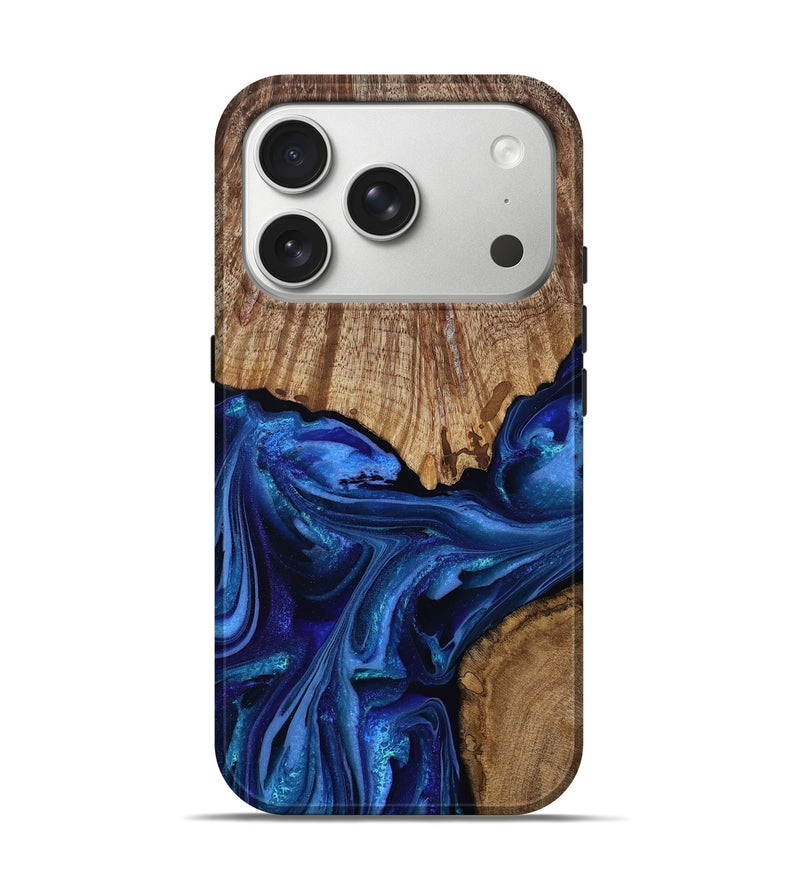 iPhone 17 Pro Wood Live Edge Phone Case - Aniyah (Blue, 808598)