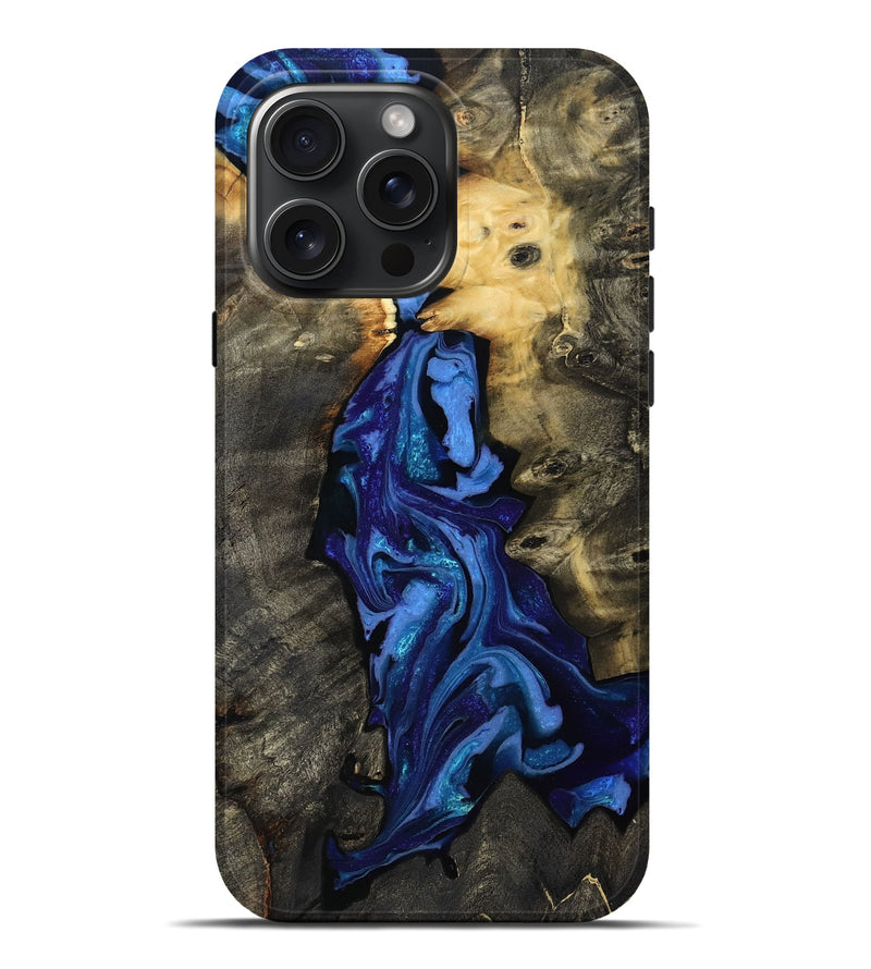 iPhone 16 Pro Max Wood Live Edge Phone Case - Jakai (Blue, 808599)