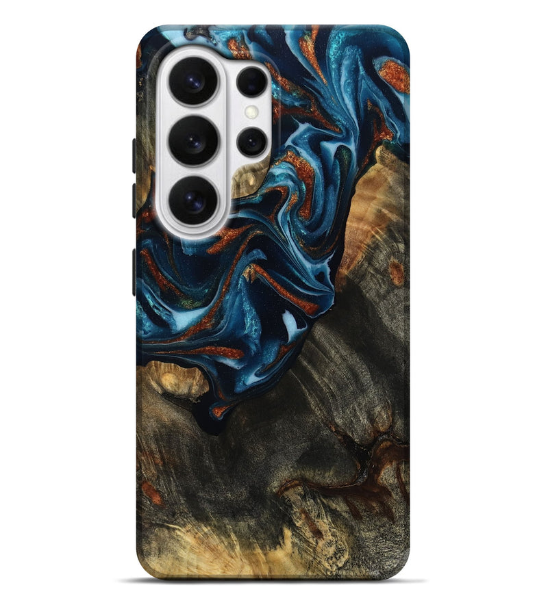 Galaxy S26 Ultra Wood Live Edge Phone Case - Santino (Teal & Gold, 808609)