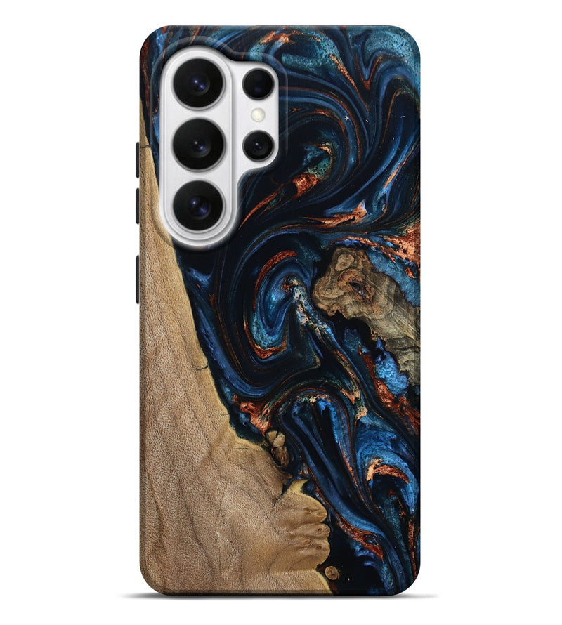 Galaxy S26 Ultra Wood Live Edge Phone Case - Kristin (Teal & Gold, 808617)