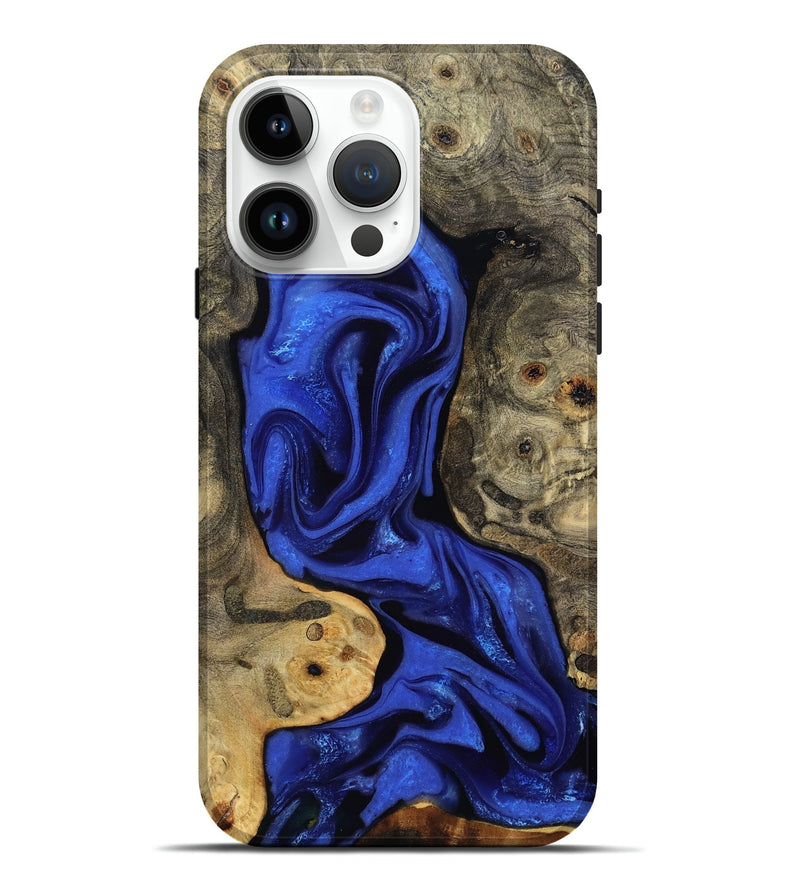 iPhone 15 Pro Max Wood Live Edge Phone Case - Etha (Blue, 808619)
