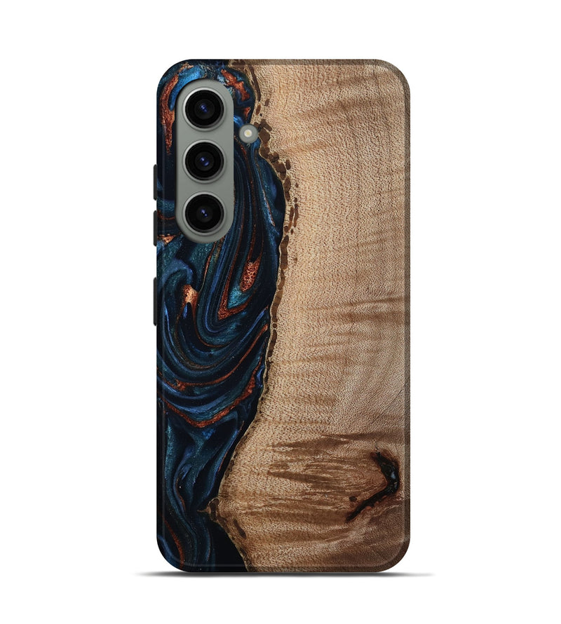 Galaxy S24 Wood Live Edge Phone Case - Calvin (Teal & Gold, 808625)