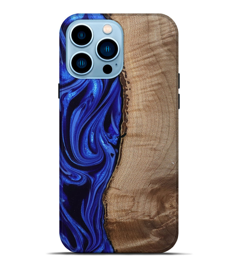 iPhone 14 Pro Max Wood Live Edge Phone Case - Morgan (Blue, 808626)