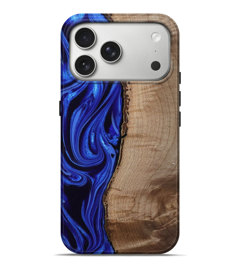 iPhone 17 Pro Max Wood Live Edge Phone Case - Morgan (Blue, 808626)