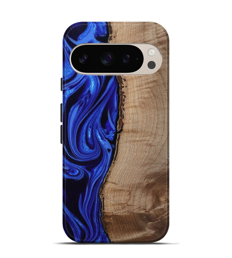 Pixel 9 Pro Wood Live Edge Phone Case - Morgan (Blue, 808626)