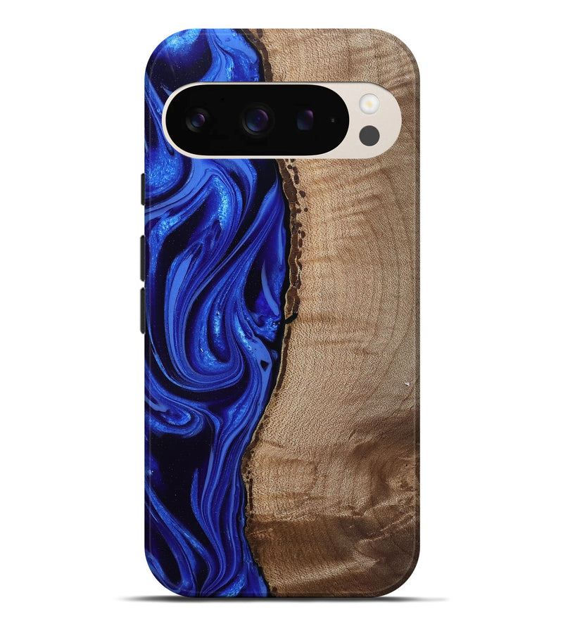 Pixel 9 Pro XL Wood Live Edge Phone Case - Morgan (Blue, 808626)