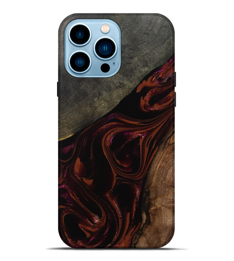iPhone 14 Pro Max Wood Live Edge Phone Case - Hassan (Red, 808631)