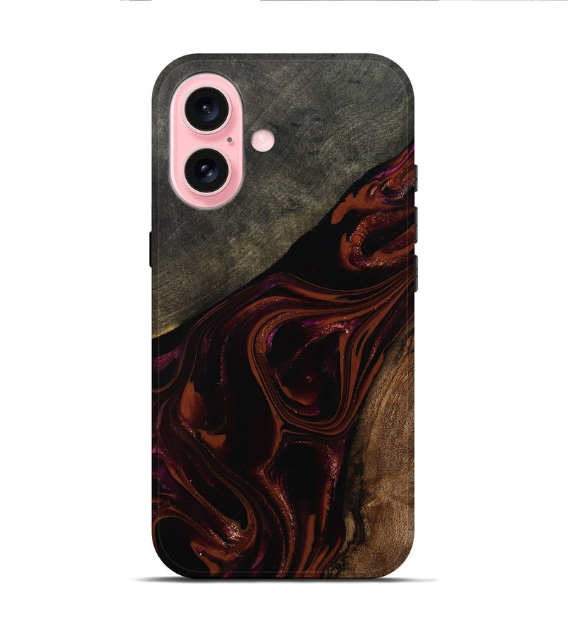 iPhone 16 Wood Live Edge Phone Case - Hassan (Red, 808631)