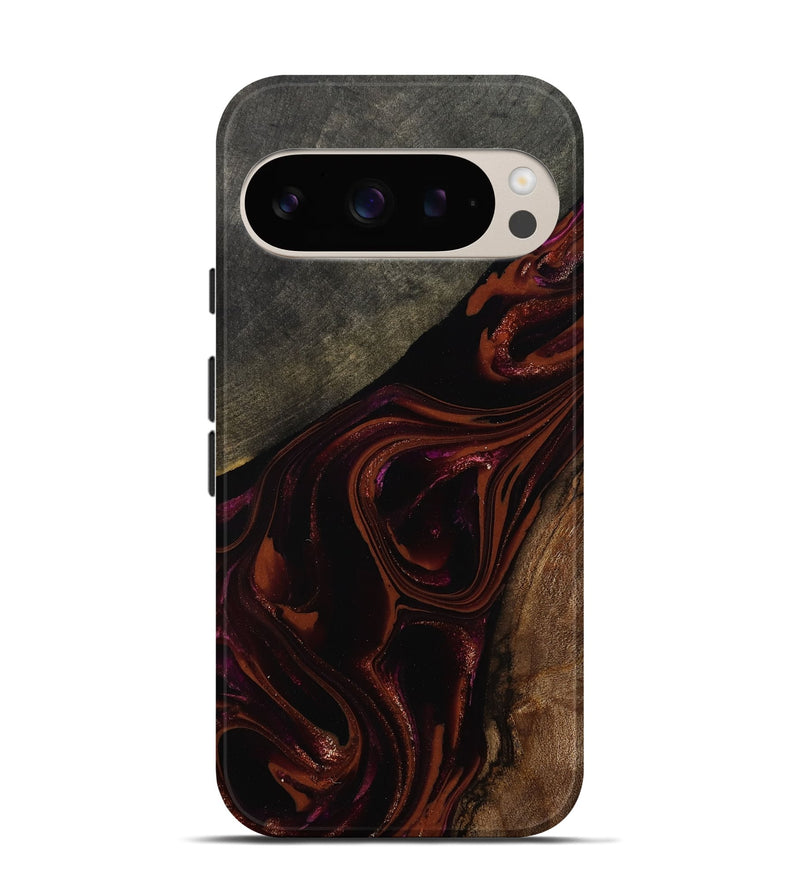 Pixel 9 Pro Wood Live Edge Phone Case - Hassan (Red, 808631)