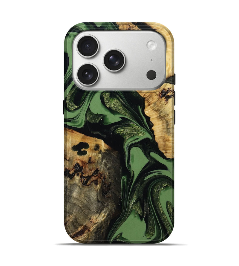 iPhone 17 Pro Wood Live Edge Phone Case - Yuliana (Green, 808632)