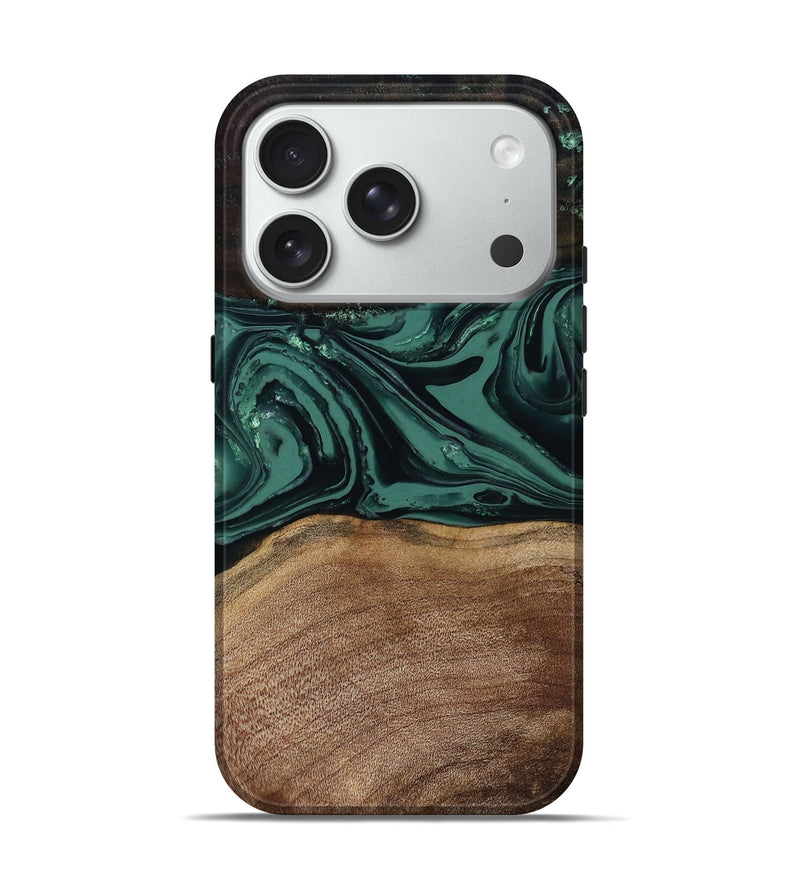 iPhone 18 Pro Wood Live Edge Phone Case - Shauna (Green, 808636)