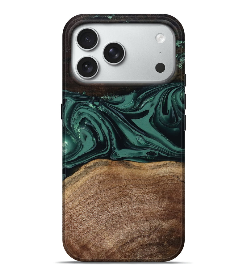 iPhone 18 Pro Max Wood Live Edge Phone Case - Shauna (Green, 808636)