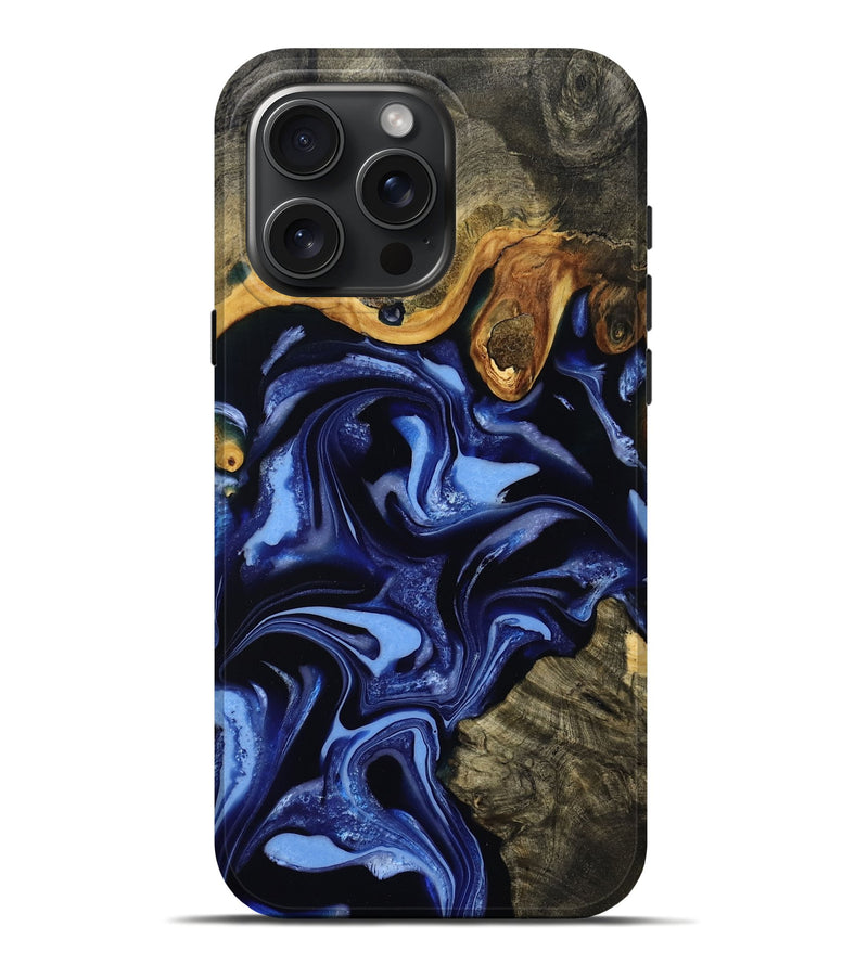 iPhone 16 Pro Max Wood Live Edge Phone Case - Lavina (Blue, 808640)