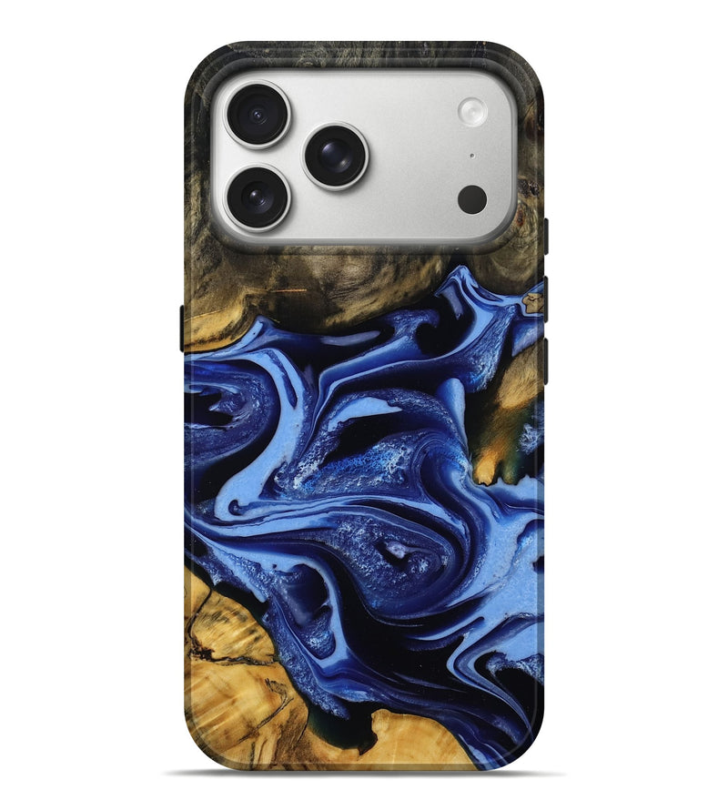 iPhone 17 Pro Max Wood Live Edge Phone Case - Abe (Blue, 808643)