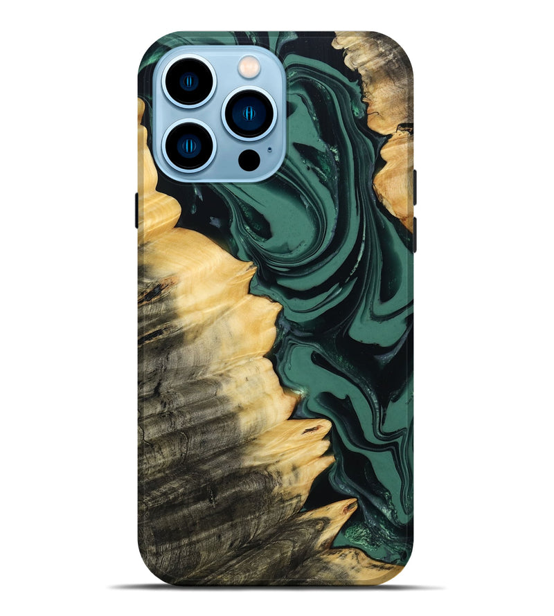 iPhone 14 Pro Max Wood Live Edge Phone Case - Shianne (Green, 808644)
