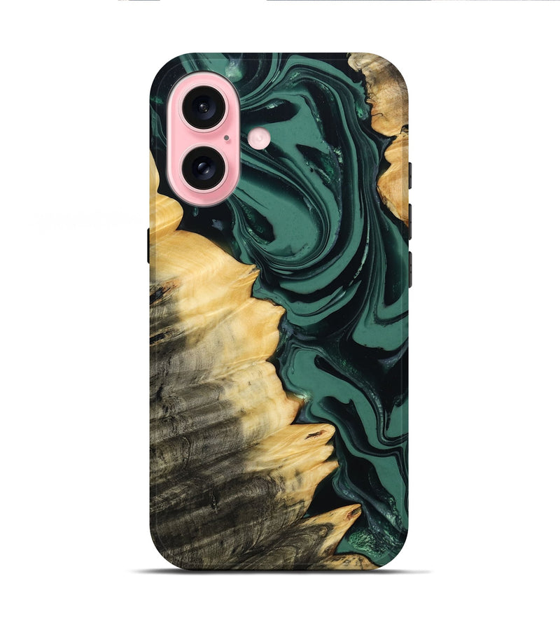 iPhone 16 Wood Live Edge Phone Case - Shianne (Green, 808644)