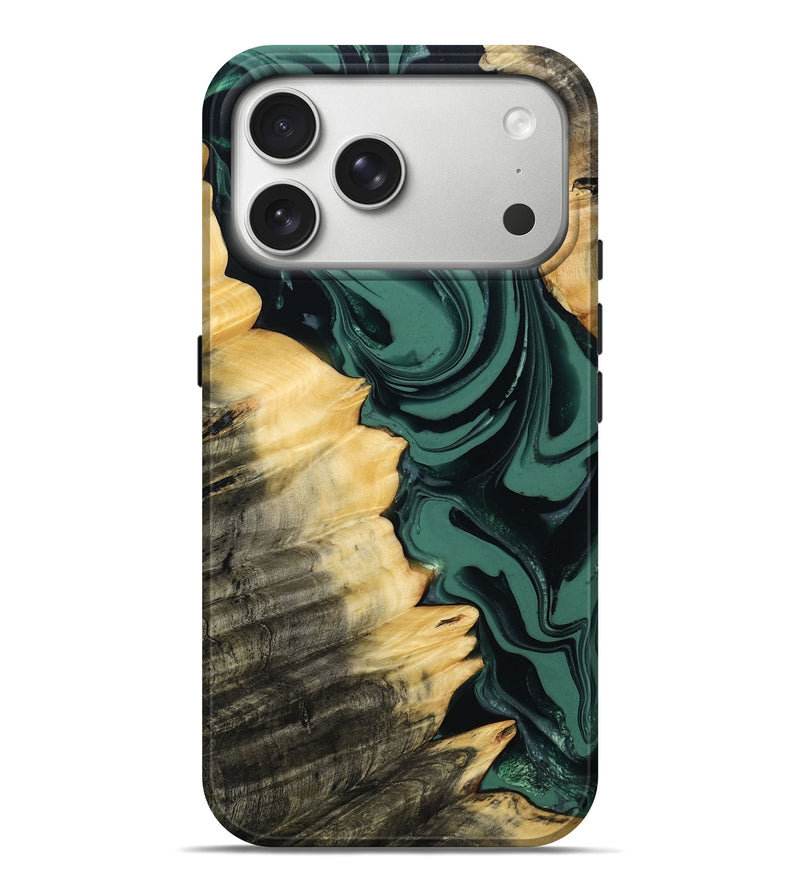iPhone 17 Pro Max Wood Live Edge Phone Case - Shianne (Green, 808644)