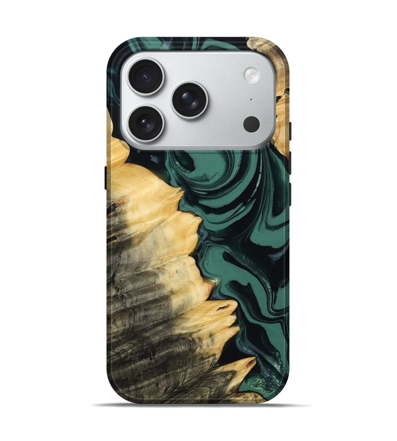iPhone 18 Pro Wood Live Edge Phone Case - Shianne (Green, 808644)