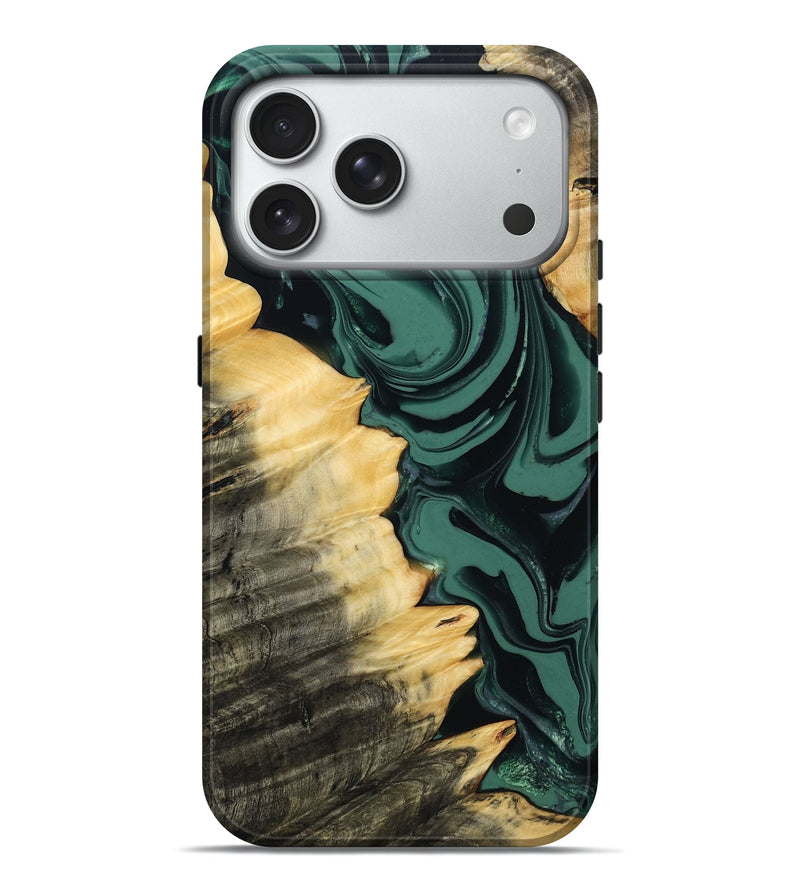 iPhone 18 Pro Max Wood Live Edge Phone Case - Shianne (Green, 808644)