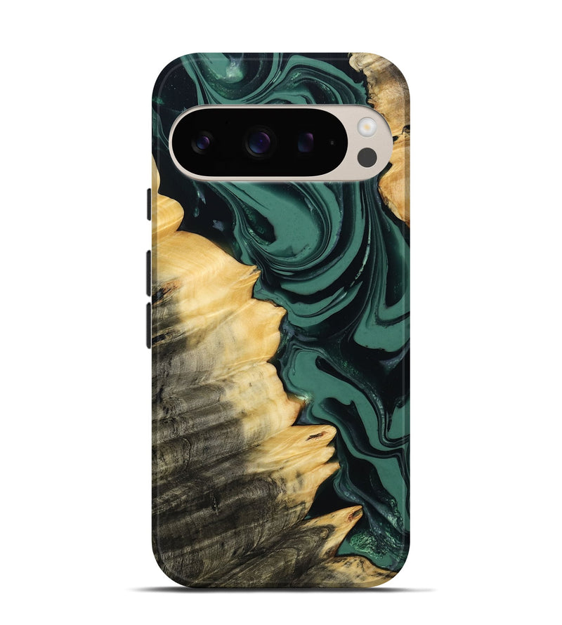 Pixel 9 Pro Wood Live Edge Phone Case - Shianne (Green, 808644)