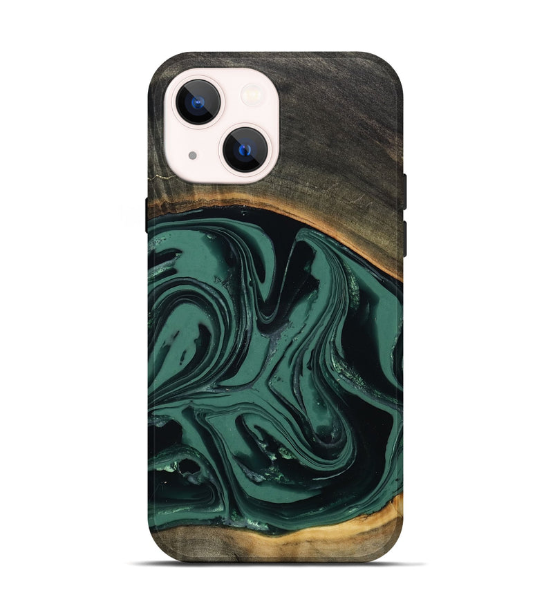 iPhone 14 Wood Live Edge Phone Case - Zen (Green, 808645)