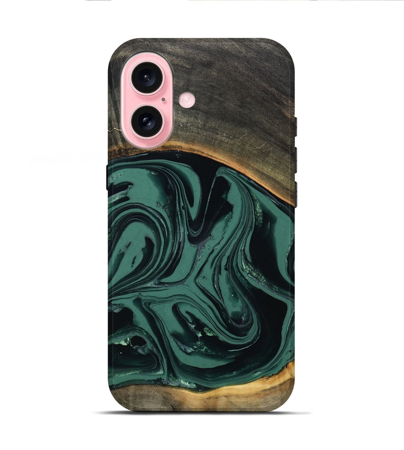 iPhone 16 Wood Live Edge Phone Case - Zen (Green, 808645)