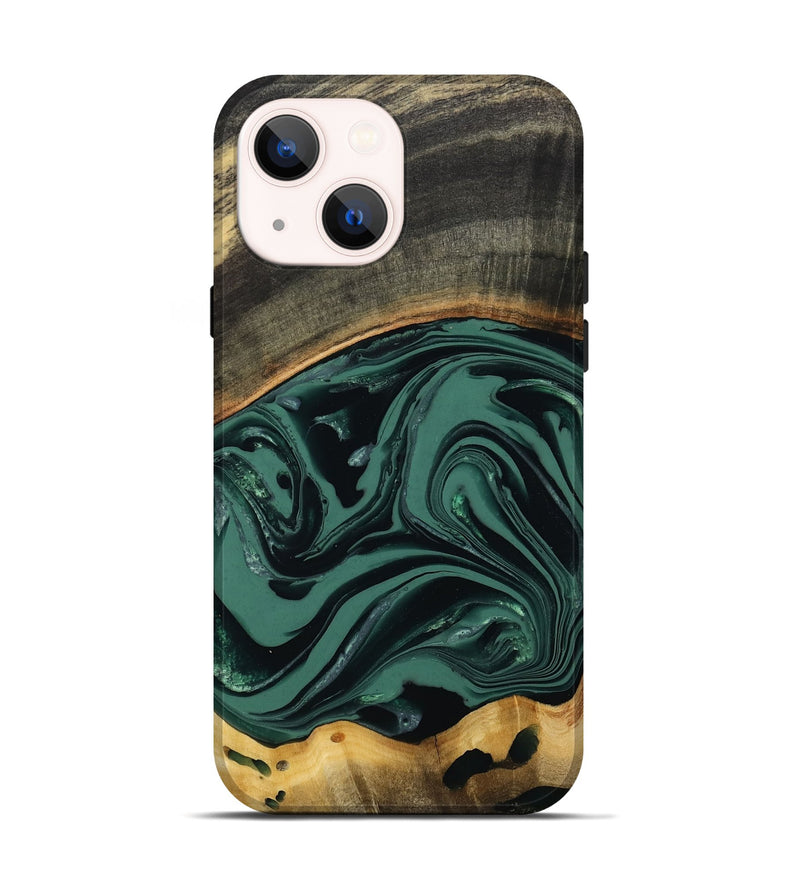 iPhone 14 Wood Live Edge Phone Case - Azael (Green, 808647)
